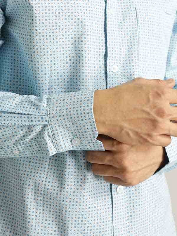 Indian Terrain Men All Over Print Light Blue Shirt